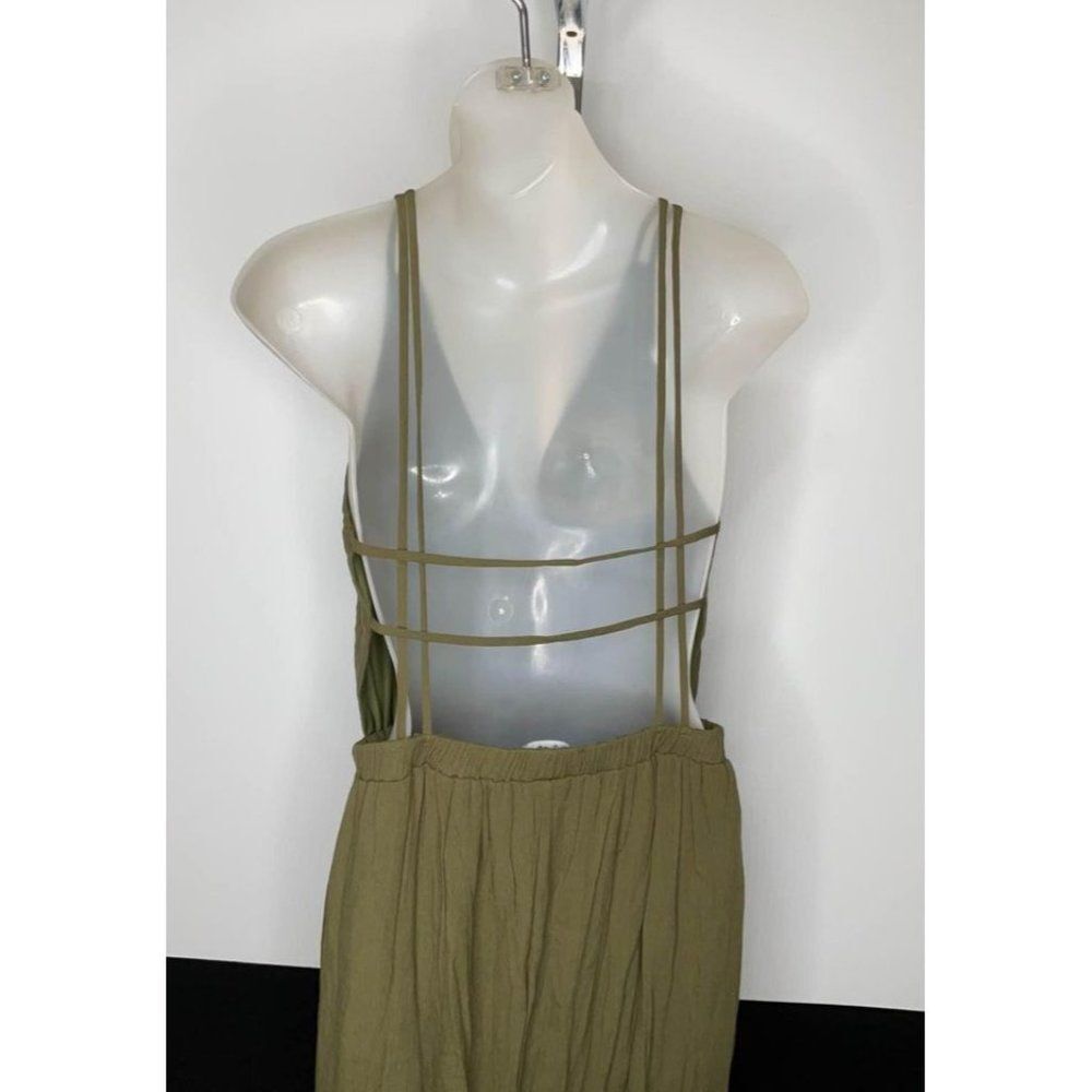MEDIUM Luluโs Olive Green backless maxi dress boho summer festival vibes - Picture 3 of 7